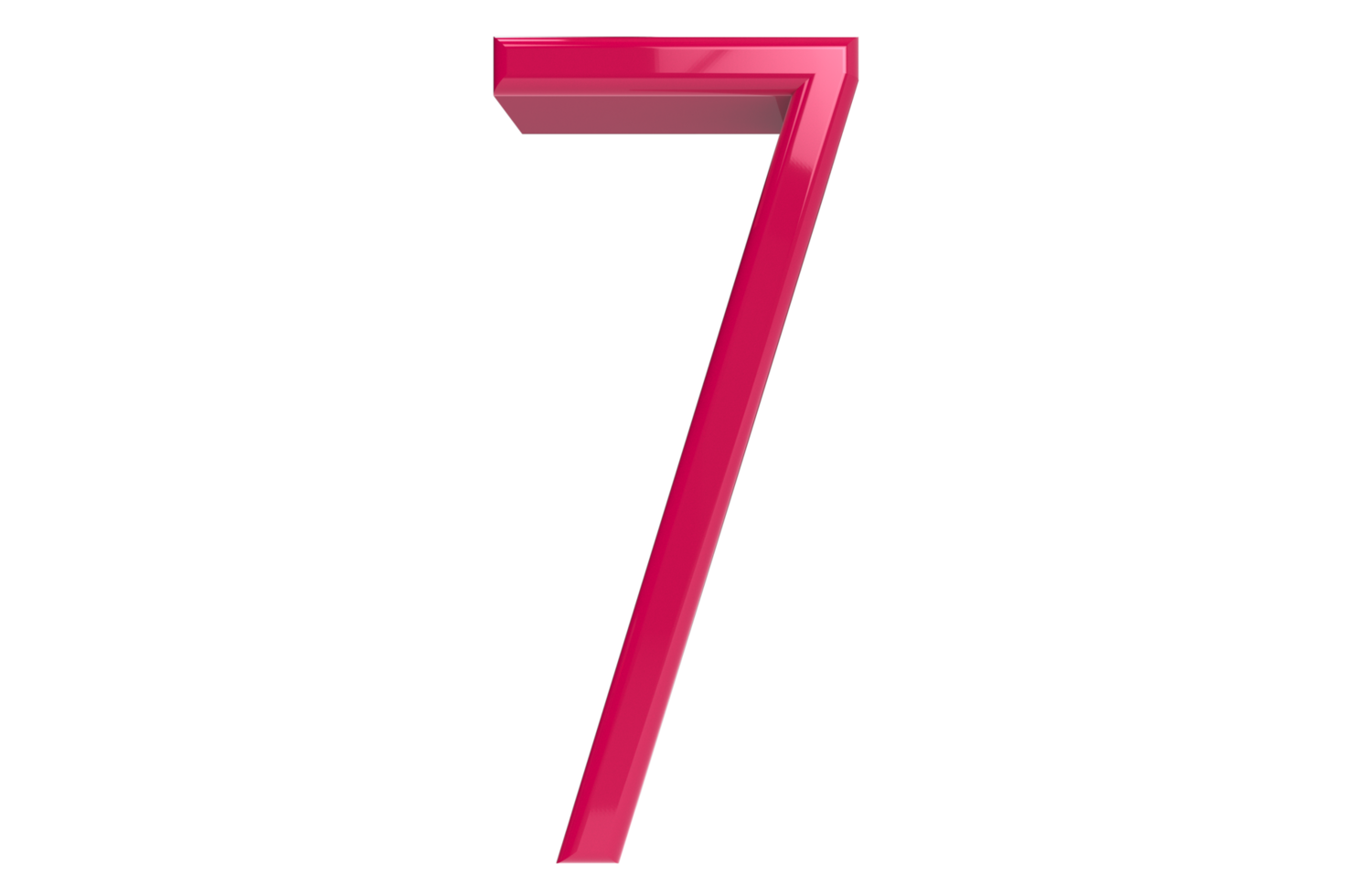Pink number 7 isolated on transparent background. 3D rendered illustration. Best for anniversary, birthday party, new year celebration png