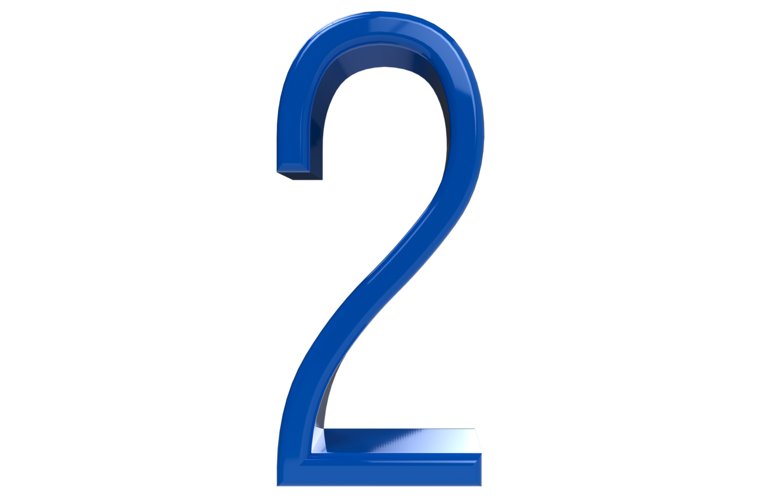 numéro 2 bleu 3d isolé sur fond transparent - rendu 3d png