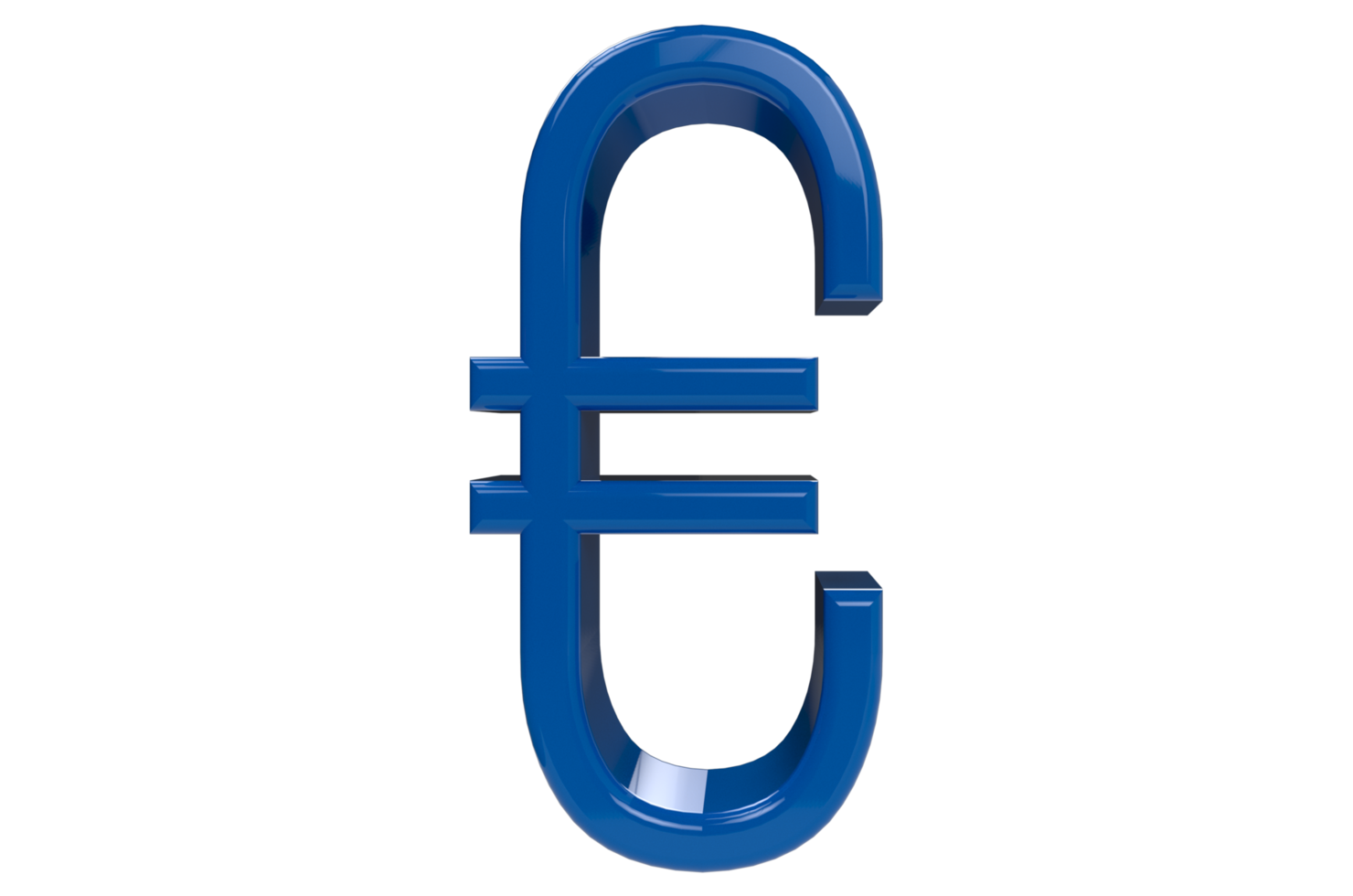 3d render euro signo azul png con fondo transparente