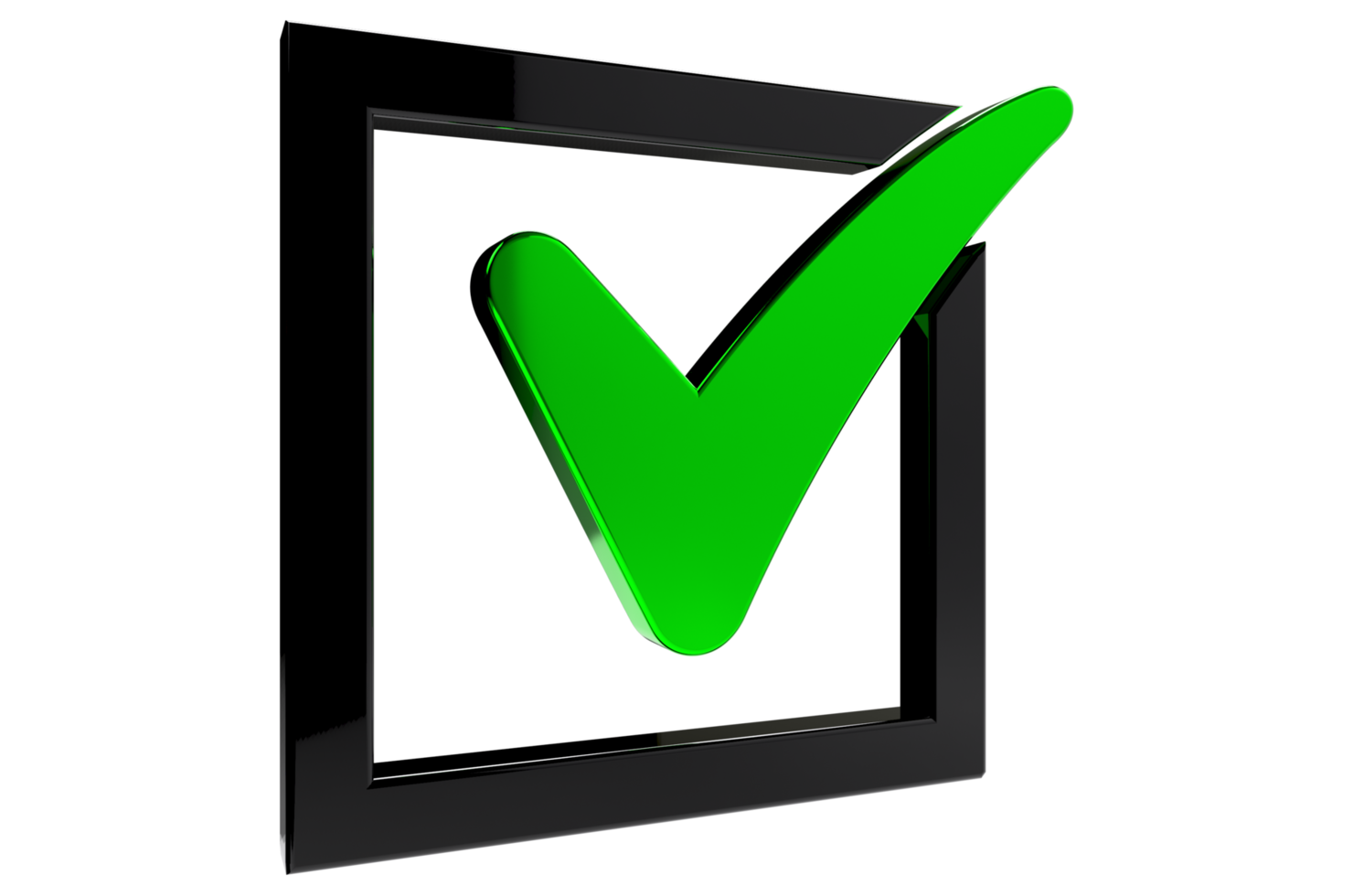 3D render check mark symbol icon blue, transparent, PNG