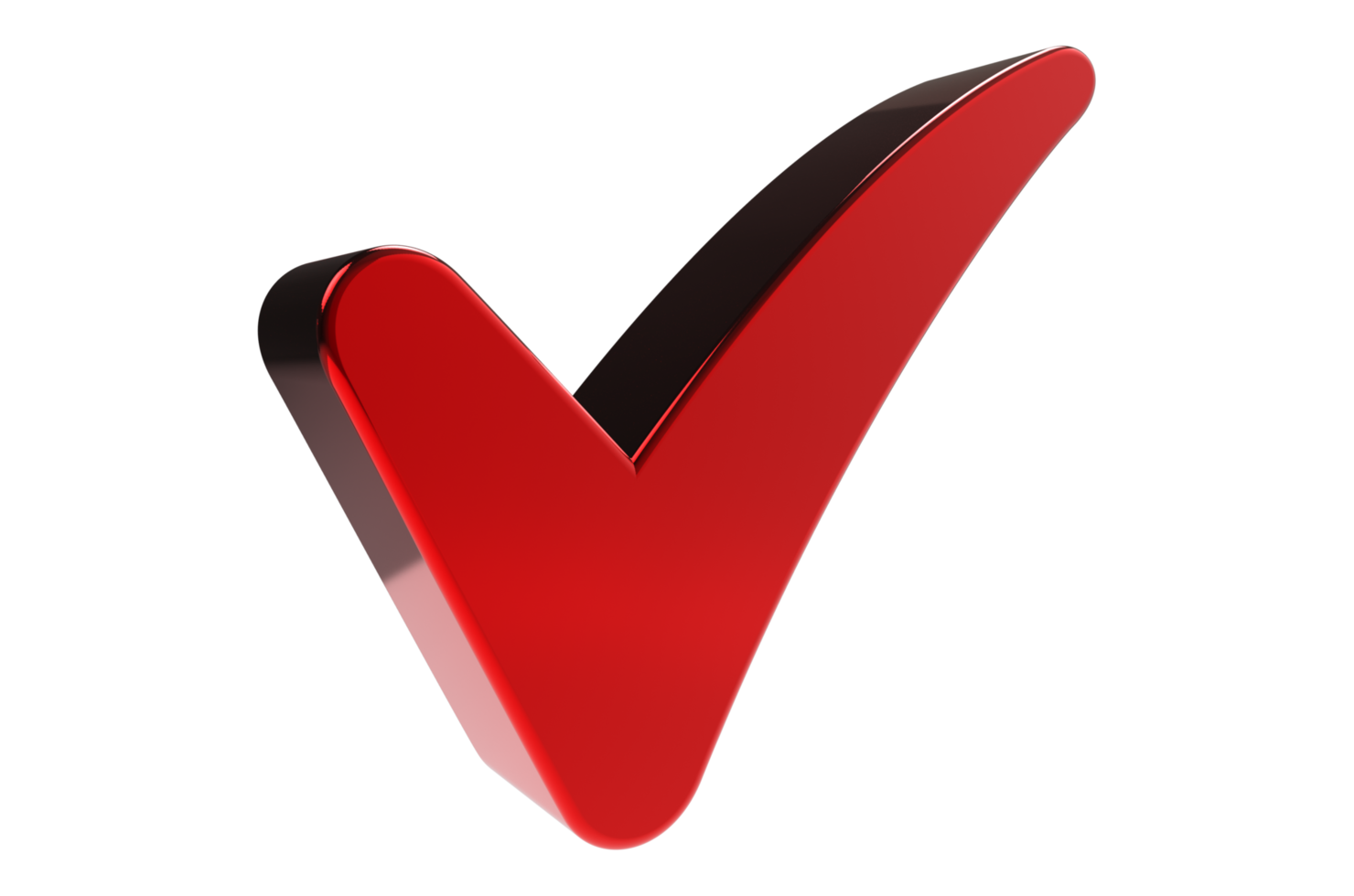 3D render check mark symbol icon blue, transparent, PNG