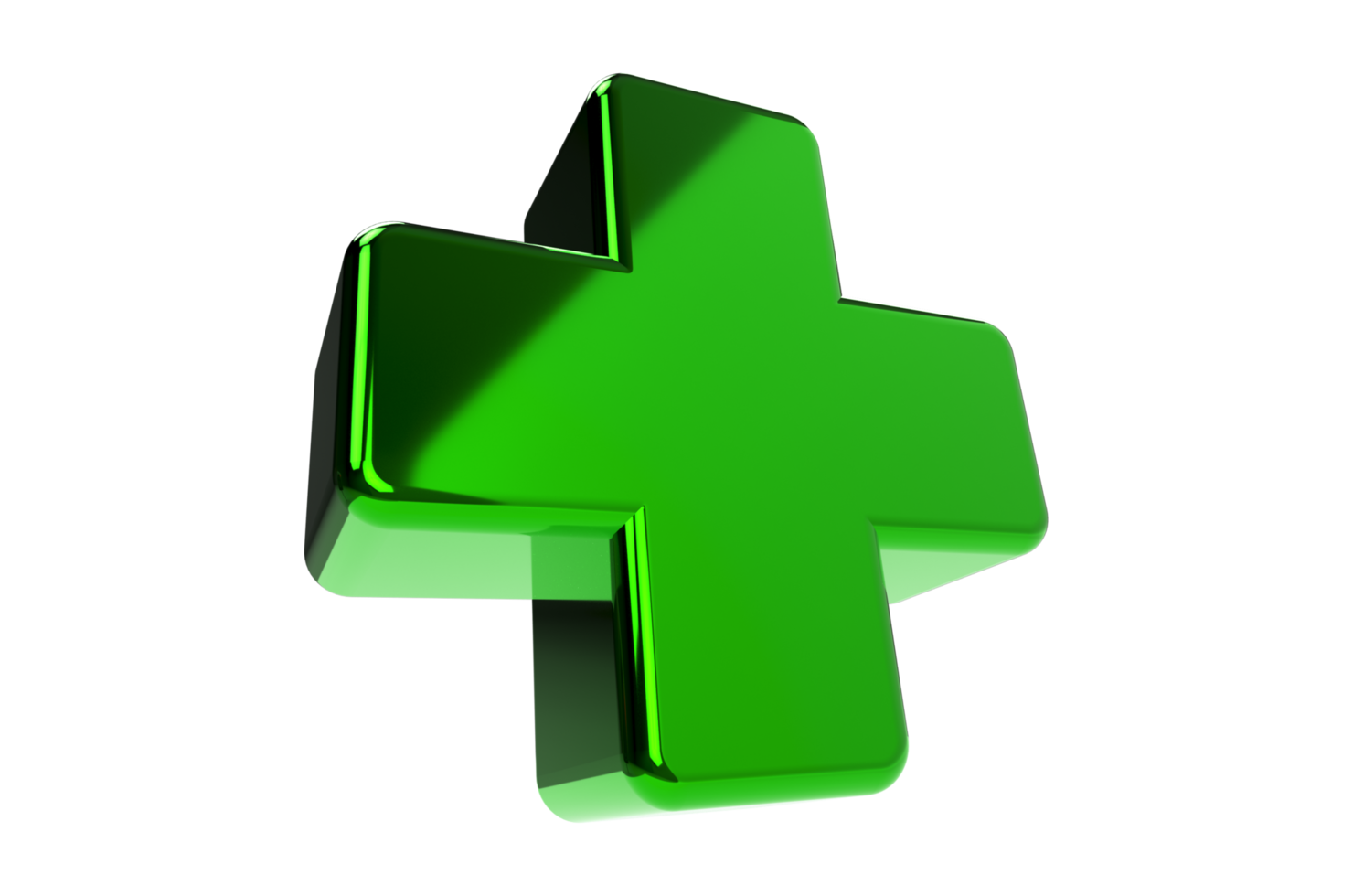 Green 3d Plus Sign on Transparent png background