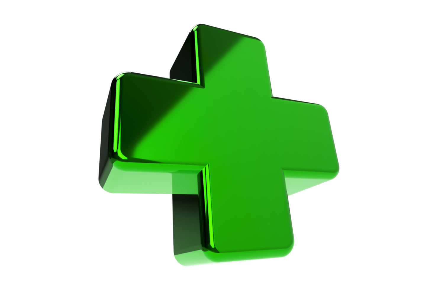 Green 3d Plus Sign on Transparent png background