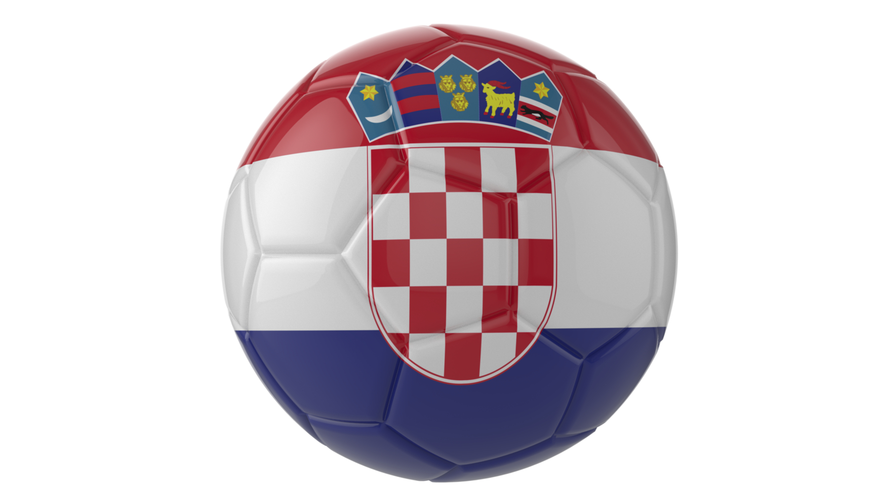 Balón de fútbol realista en 3d con la bandera de croacia aislado sobre fondo png transparente