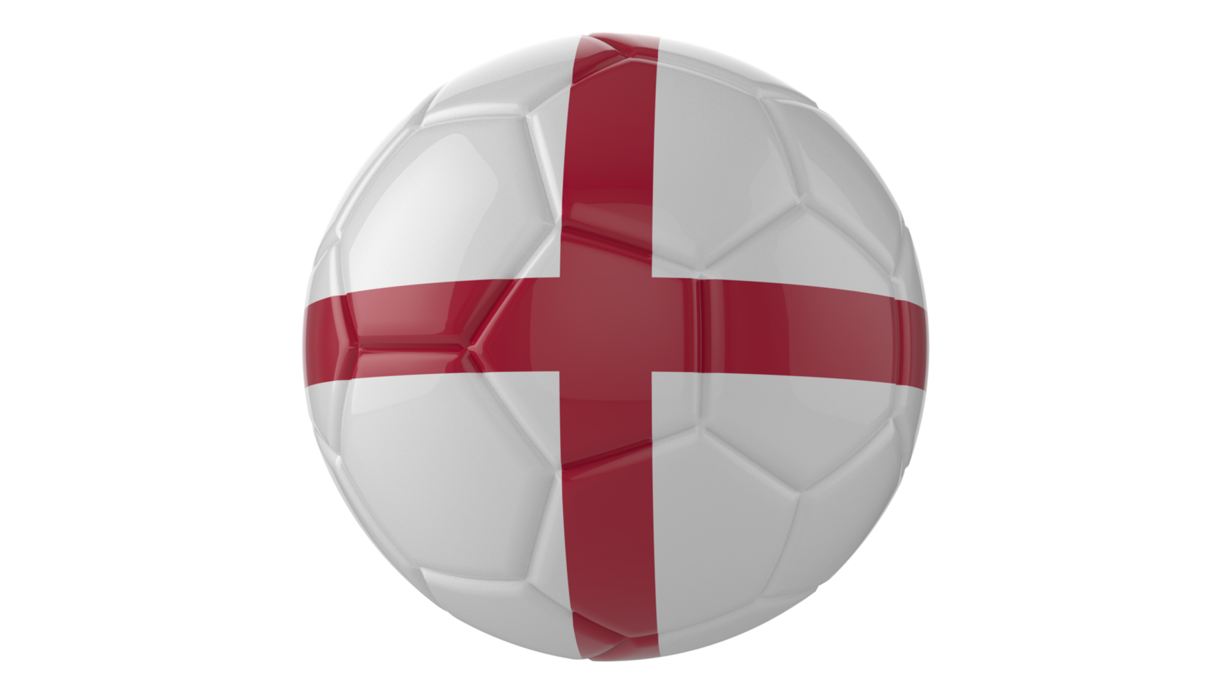 3d realistic soccer ball with the flag of England on it isolated on transparent PNG background