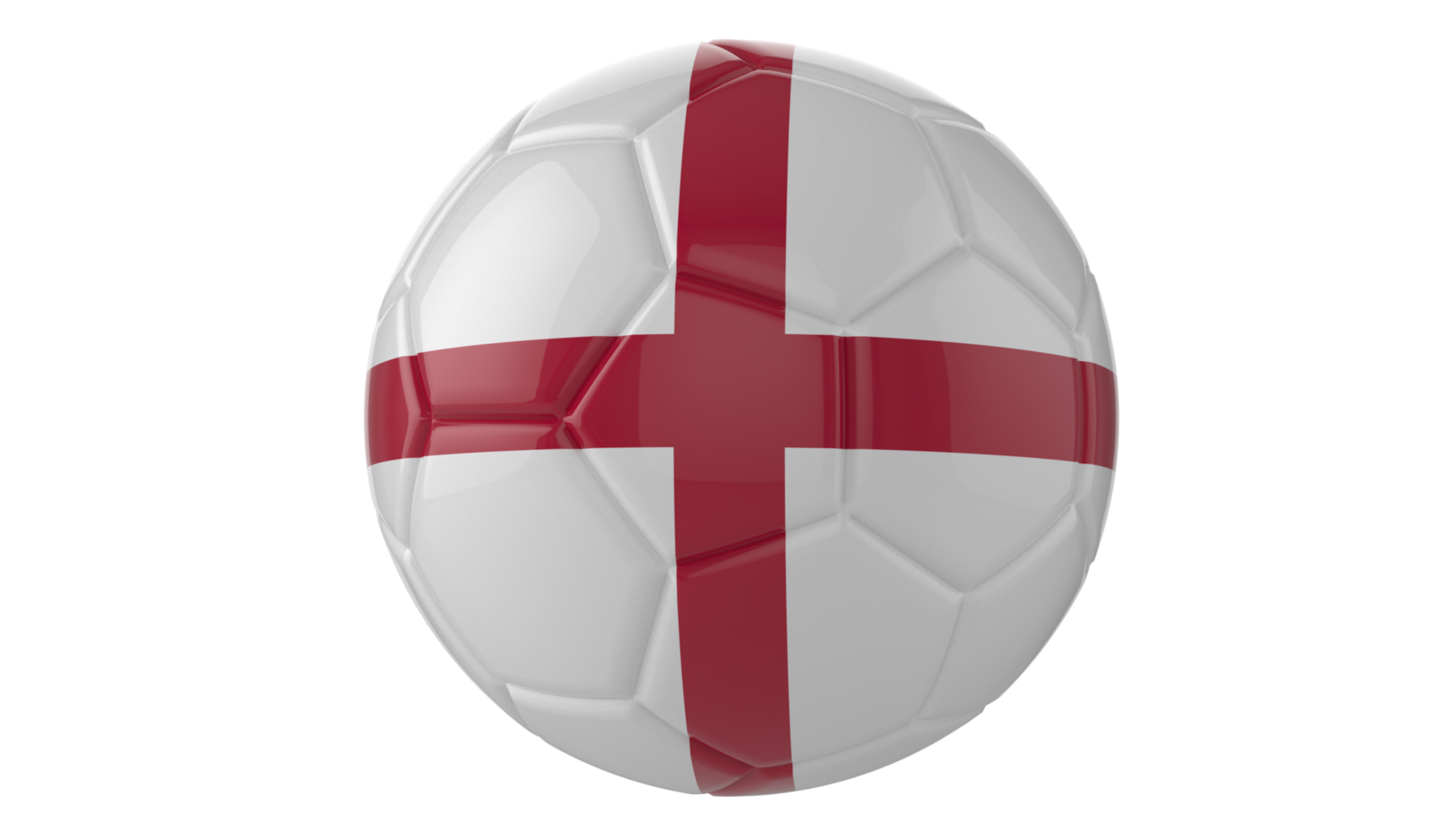 3d realistic soccer ball with the flag of England on it isolated on transparent PNG background