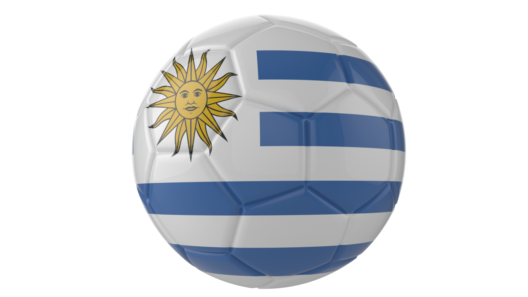 3d realistic soccer ball with the flag of Uruguay isolated on transparent PNG background