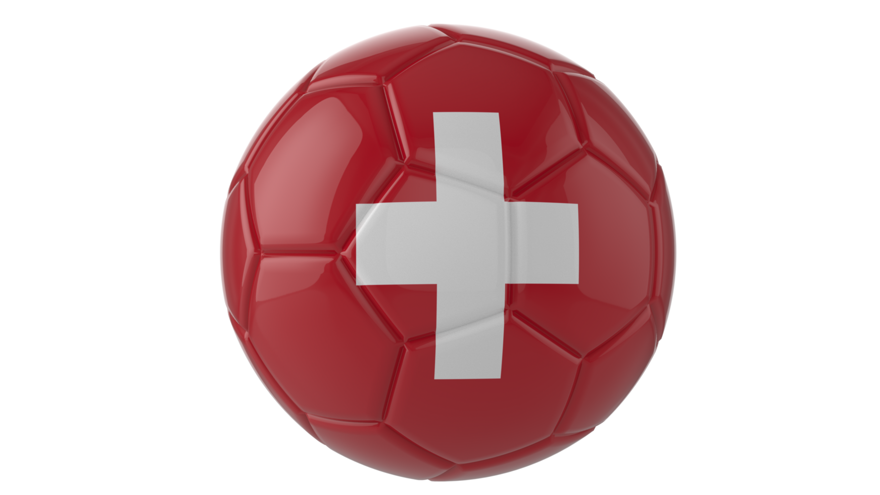 3d realistic soccer ball with the flag of Switzerland isolated on transparent PNG background