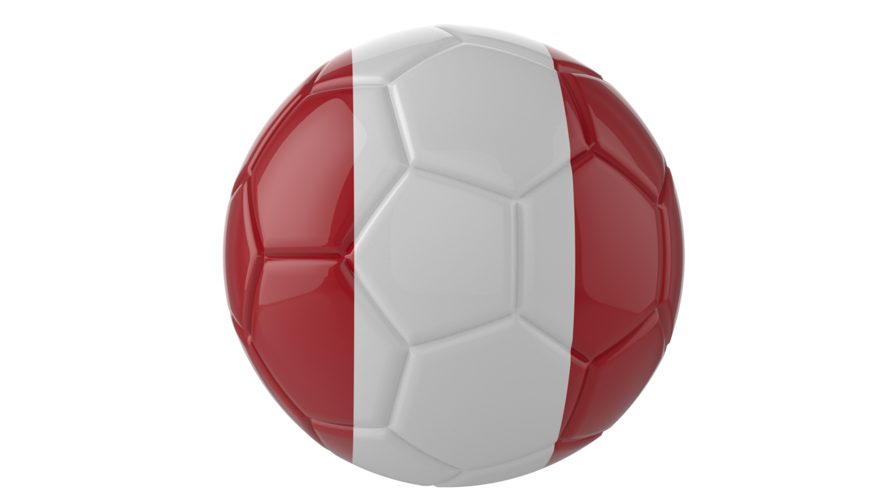 3d realistic soccer ball with the flag of Peru on it isolated on transparent PNG background