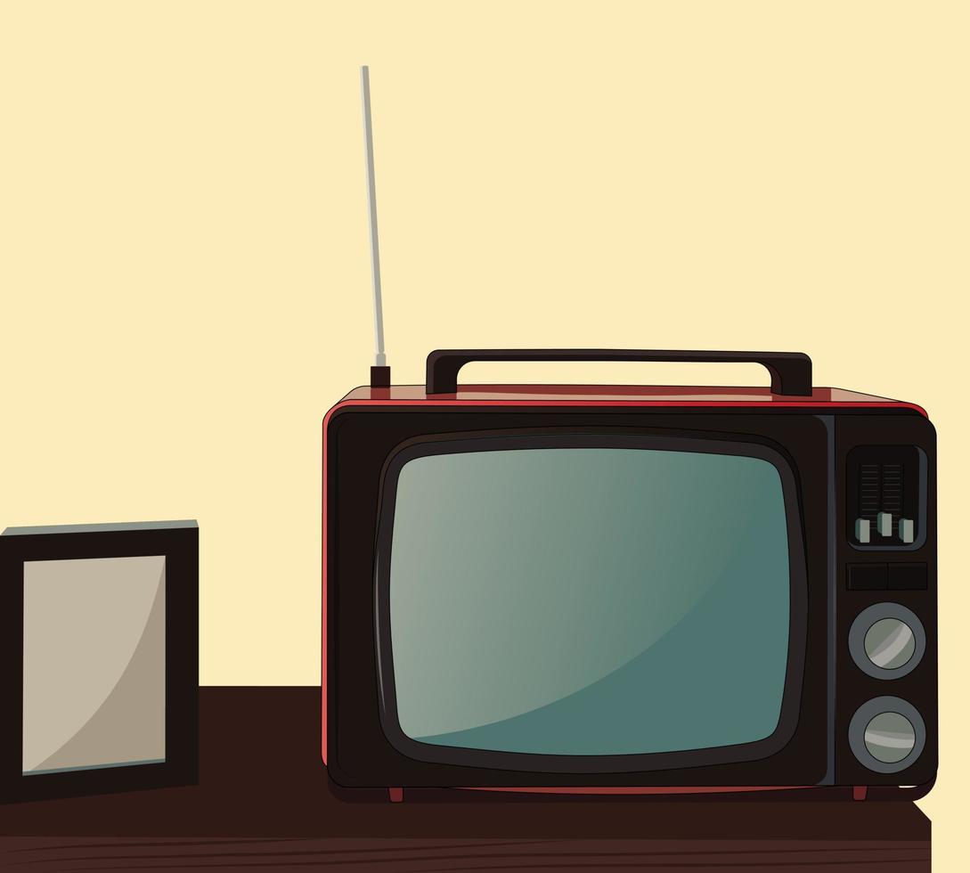 Vintage retro theme of electronics television flat design icon logo illustration. vector