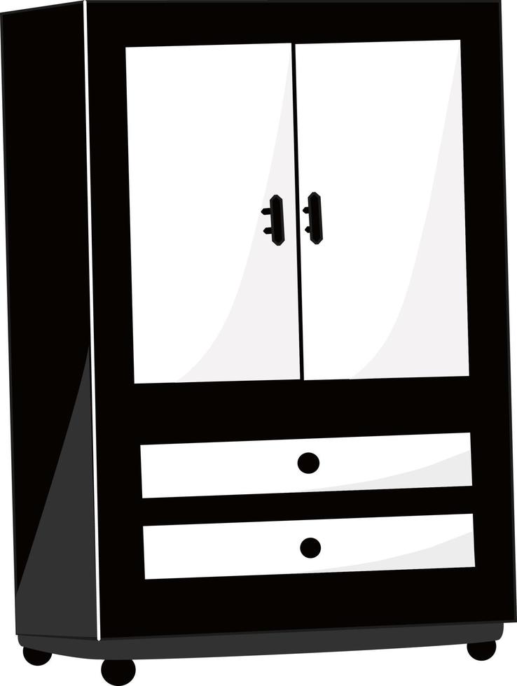 Black wardrobe, illustration, vector on white background.