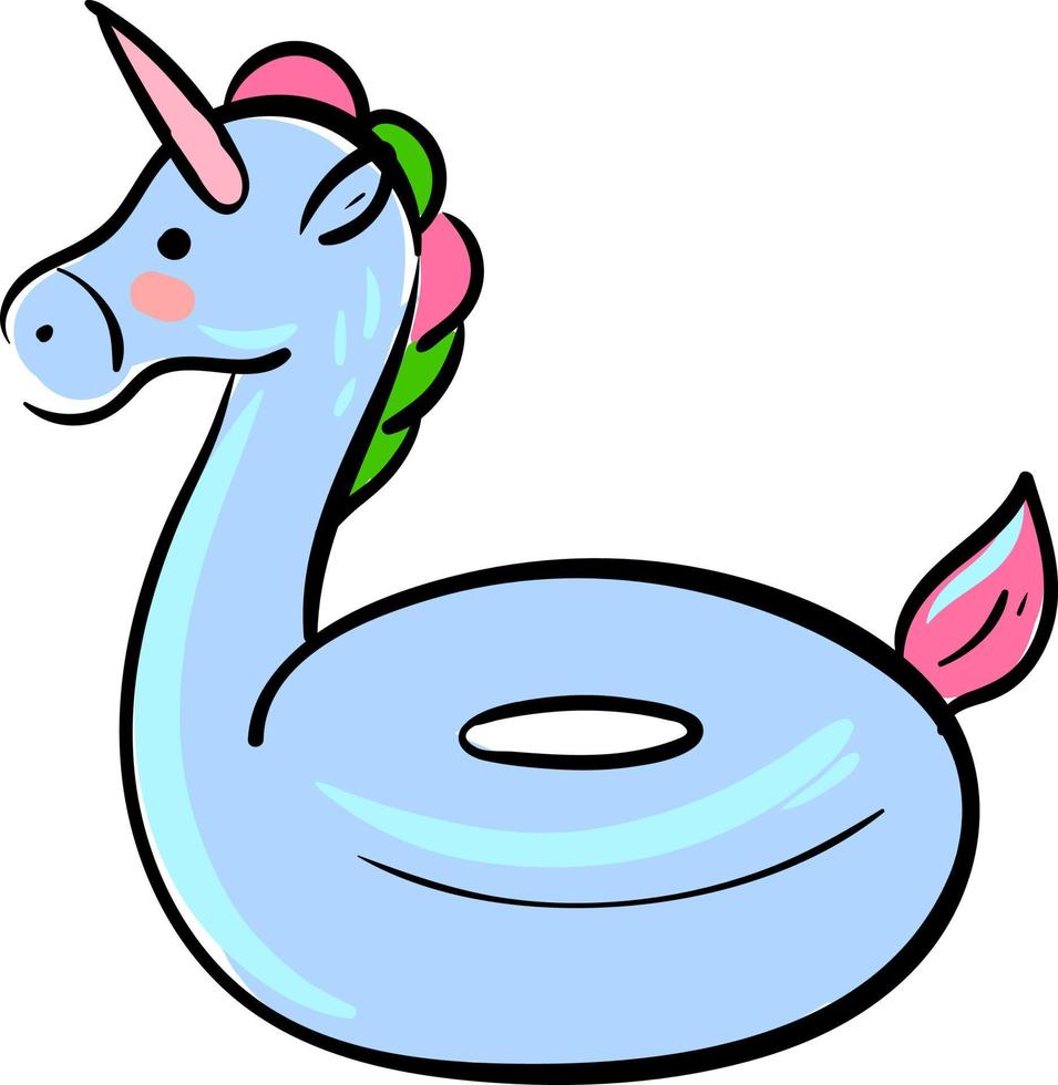 Unicornio anillo de natación, ilustración, vector sobre fondo blanco.