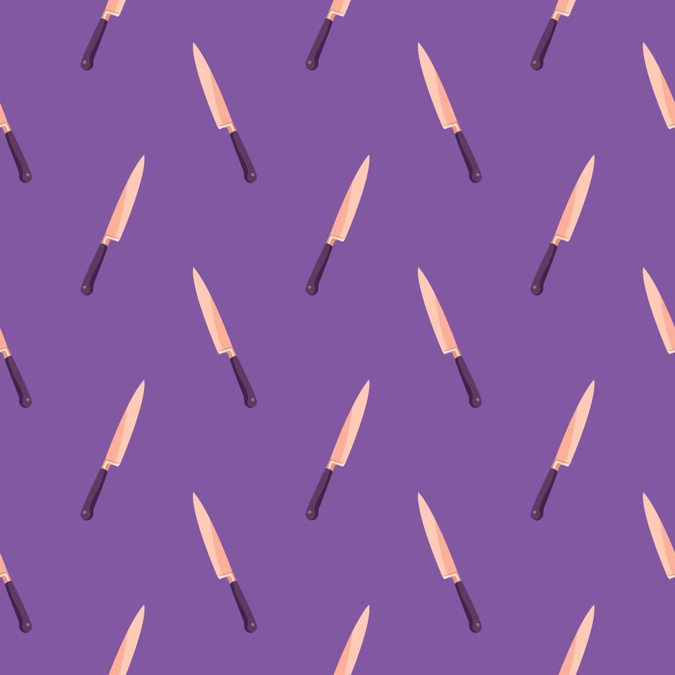 Sharp knives ,seamless pattern on purple  background. vector