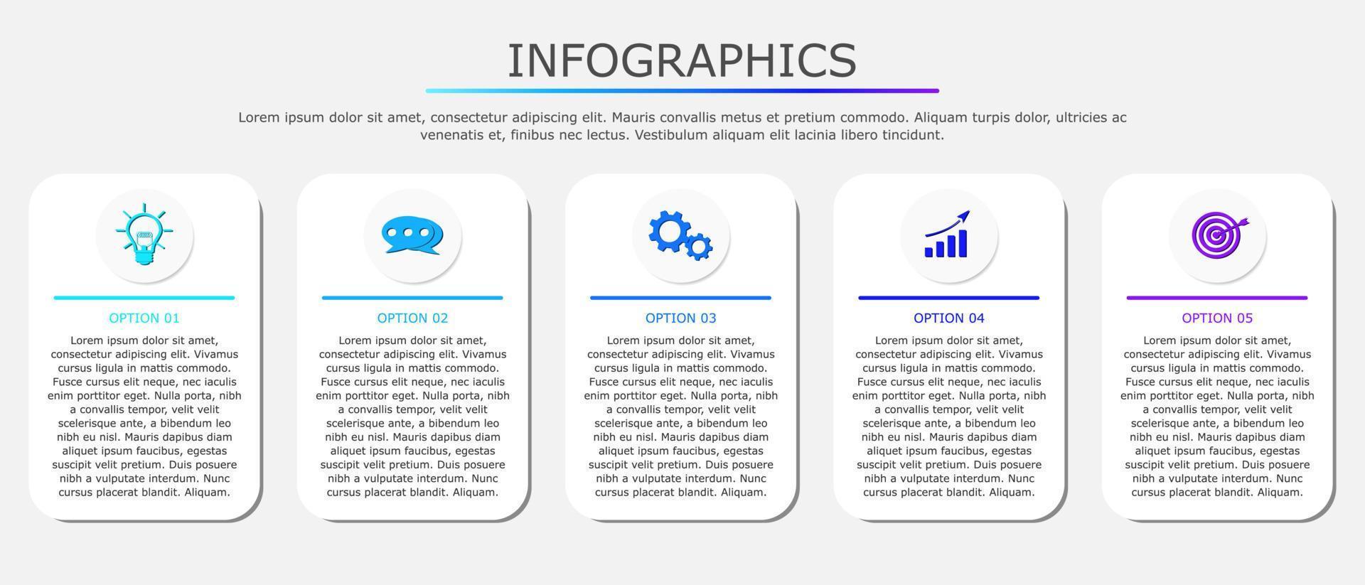 Vector illustration of Presentation business infographic template with blue tone square 5 options.
