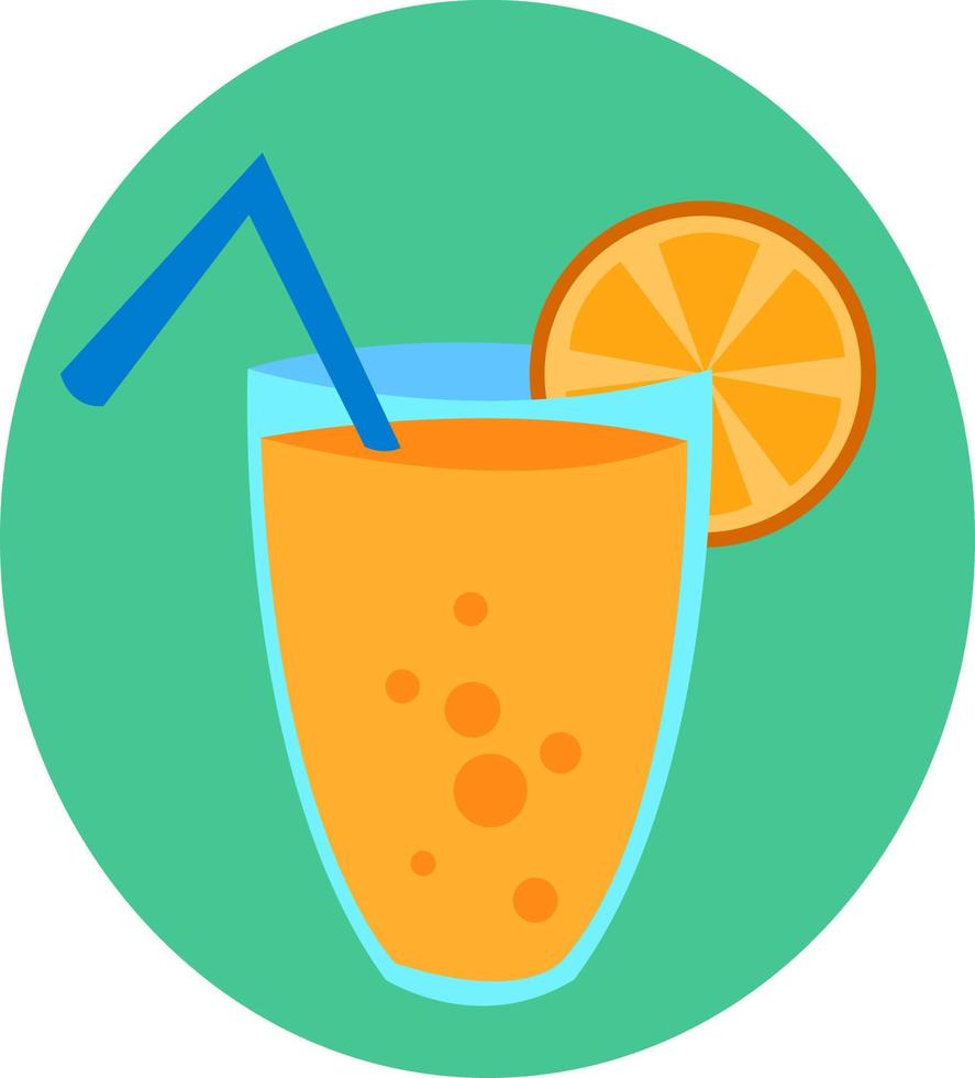 un vaso de jugo de naranja, ilustración, vector sobre fondo blanco.