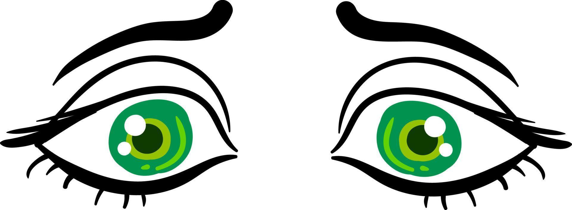 tristes ojos verdes, ilustración, vector sobre fondo blanco.