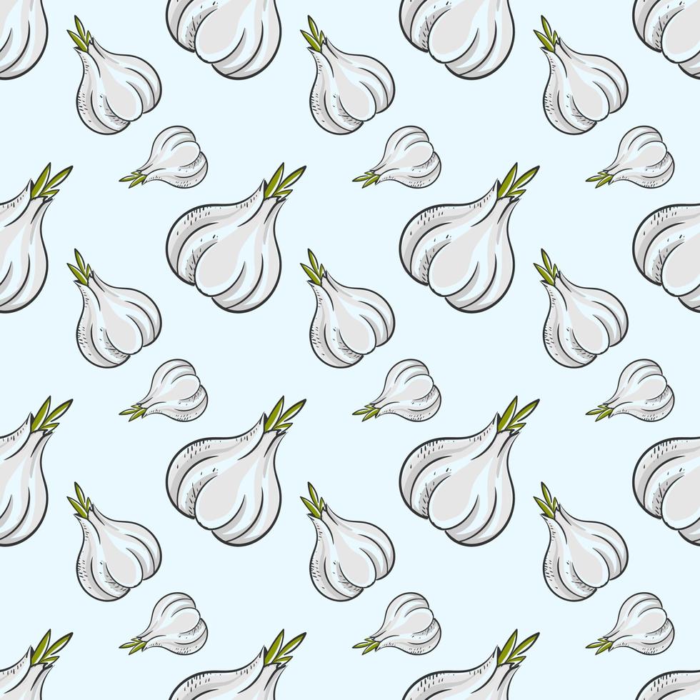 Garlic pattern, illustration, vector on white background