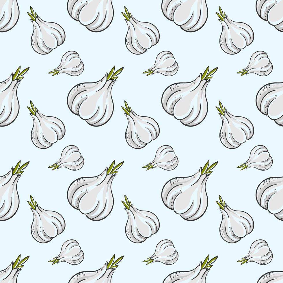 Garlic pattern, illustration, vector on white background