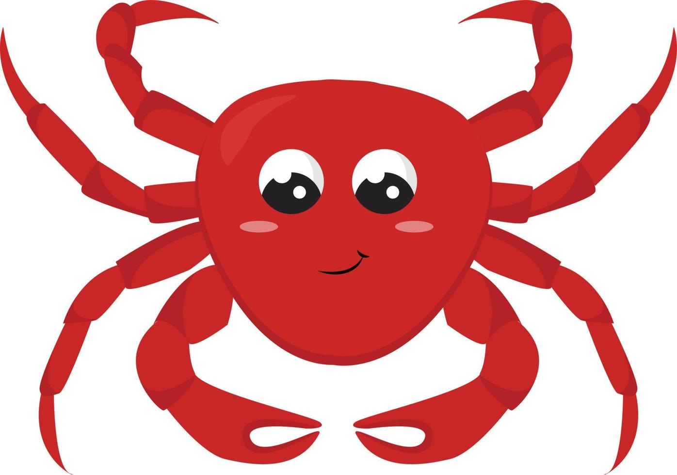 Cangrejo rojo sonriente, ilustración, vector sobre fondo blanco.