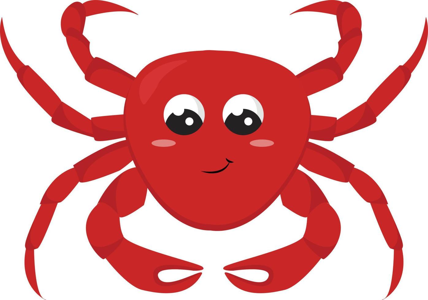Red smiling crab, illustration, vector on a white background.