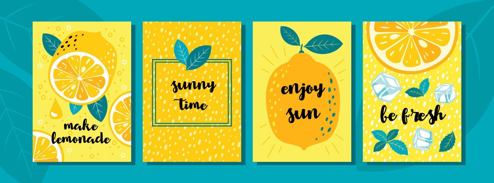 LEMONS Vertical CARDS SET vector