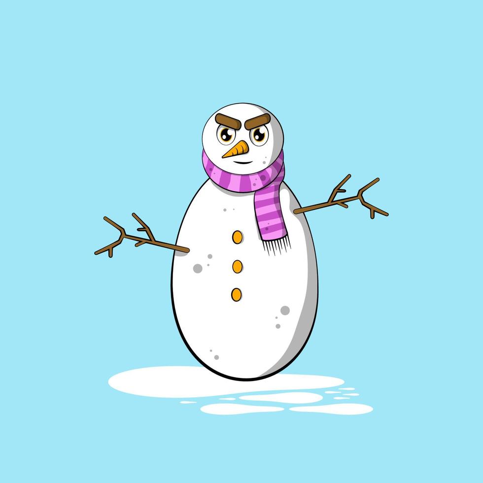 muñeco de nieve monstruo invierno momento vector