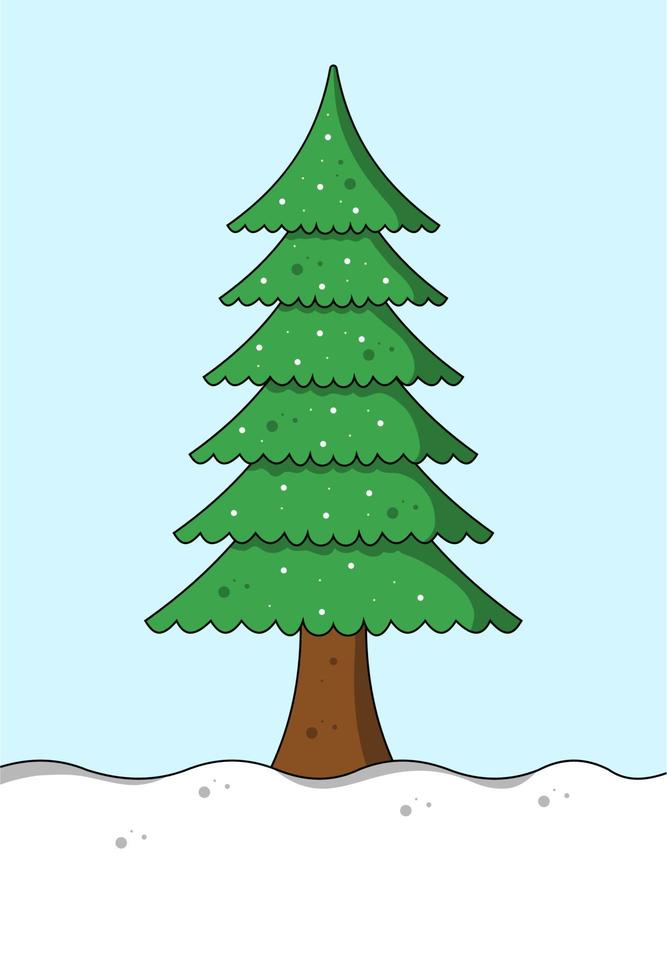 árbol de navidad y nieve vector