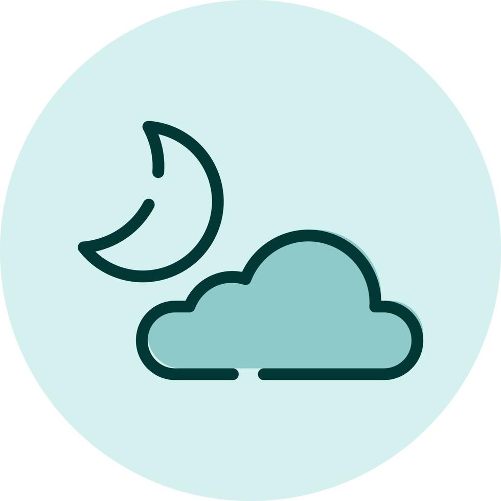 Cloudy forecast with moon, illustration, vector on a white background.