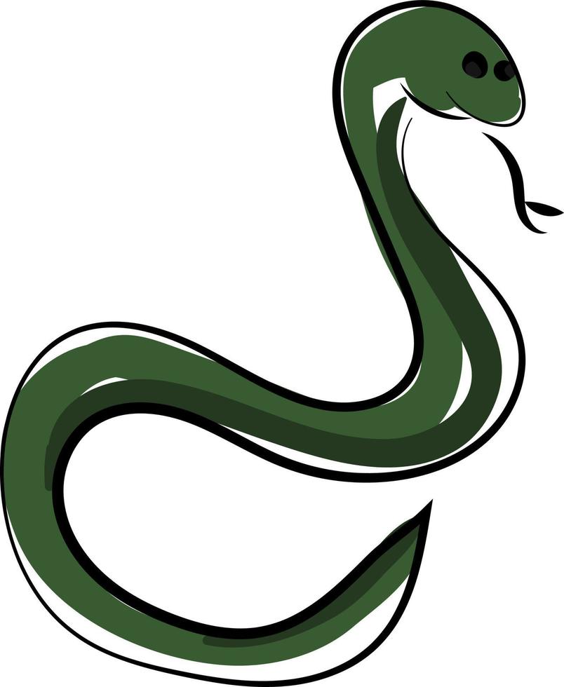 Green snake, illustration, vector on white background.