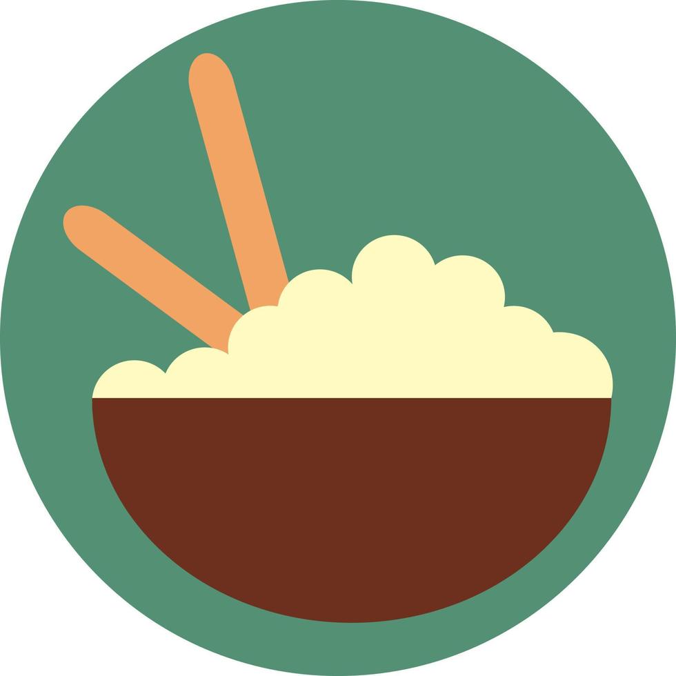 White cooked rice, illustration, vector on a white background.