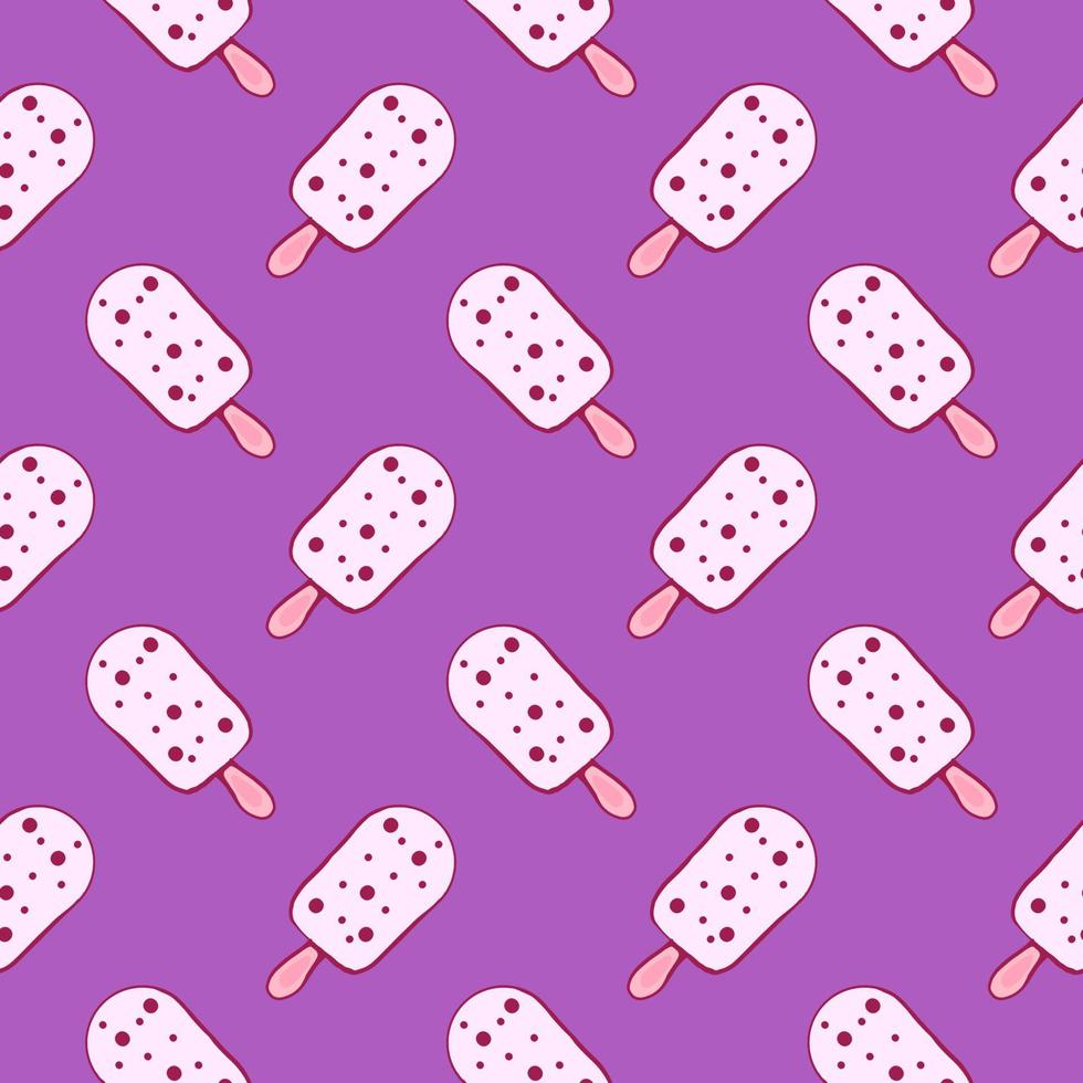 Dotted white ice cream , seamless pattern on a purple background. vector