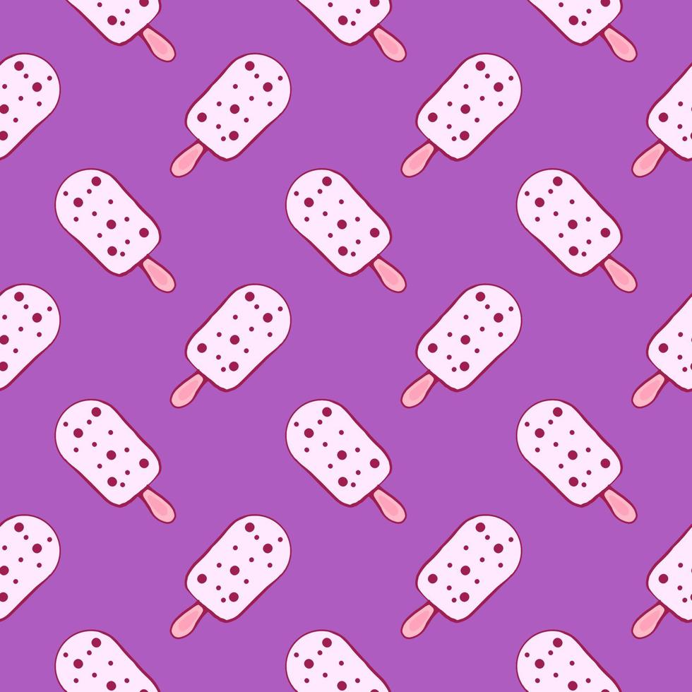 Dotted white ice cream , seamless pattern on a purple background. vector