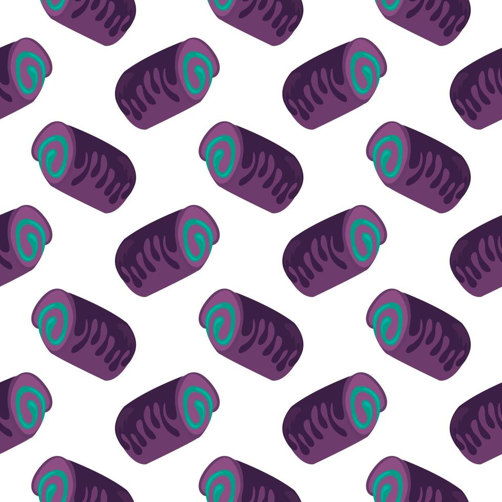 Cute purple roll ,seamless pattern on white background. vector