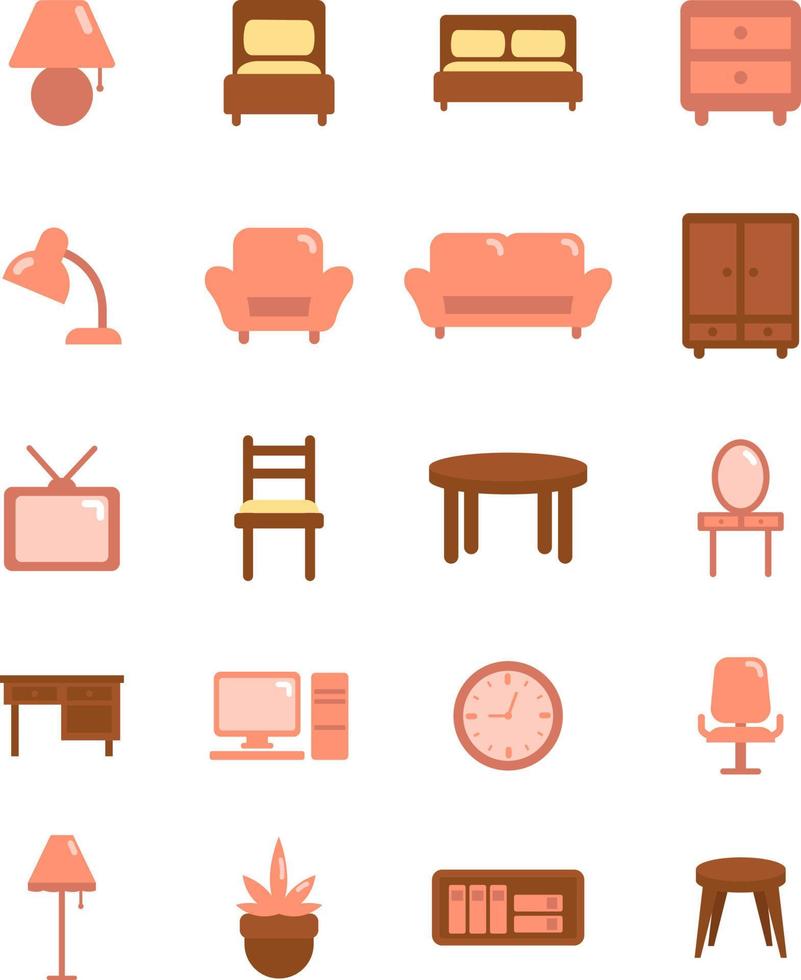 Home furniture, illustration, vector on a white background