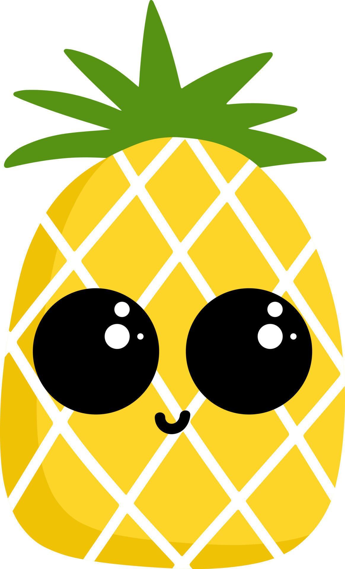 Adorable little pineapple, illustration, vector on white background