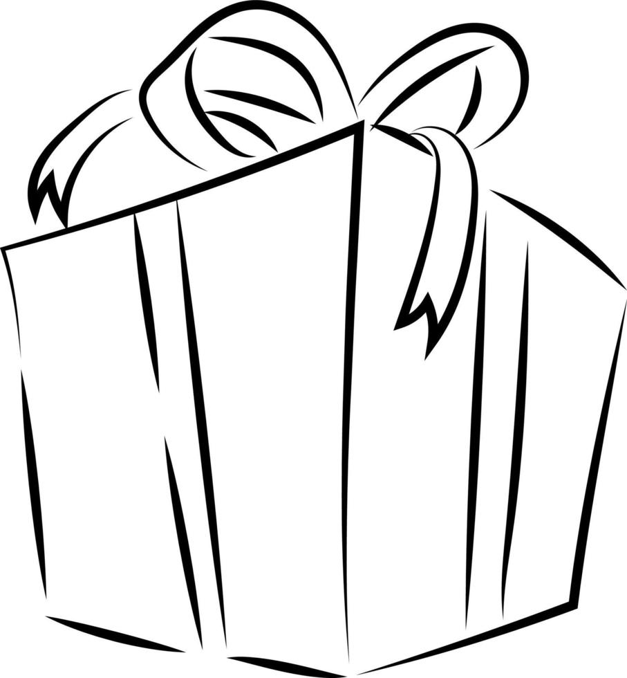 Tall gift drawing, illustration, vector on white background.