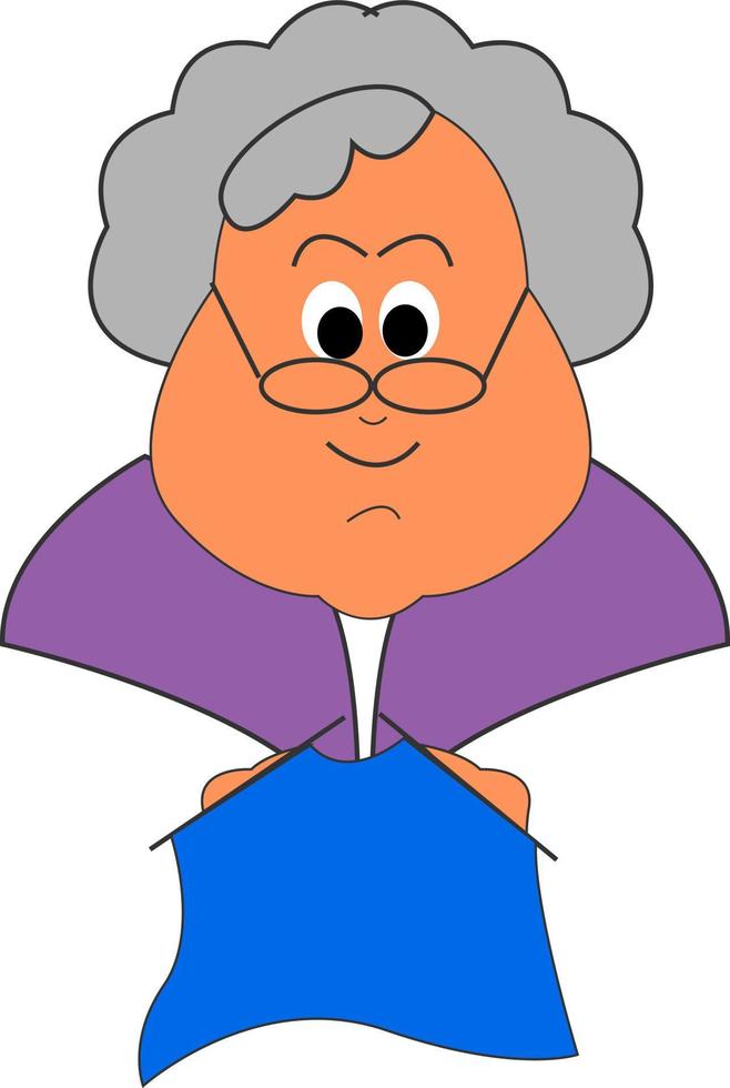 abuela tejiendo, ilustración, vector sobre fondo blanco.