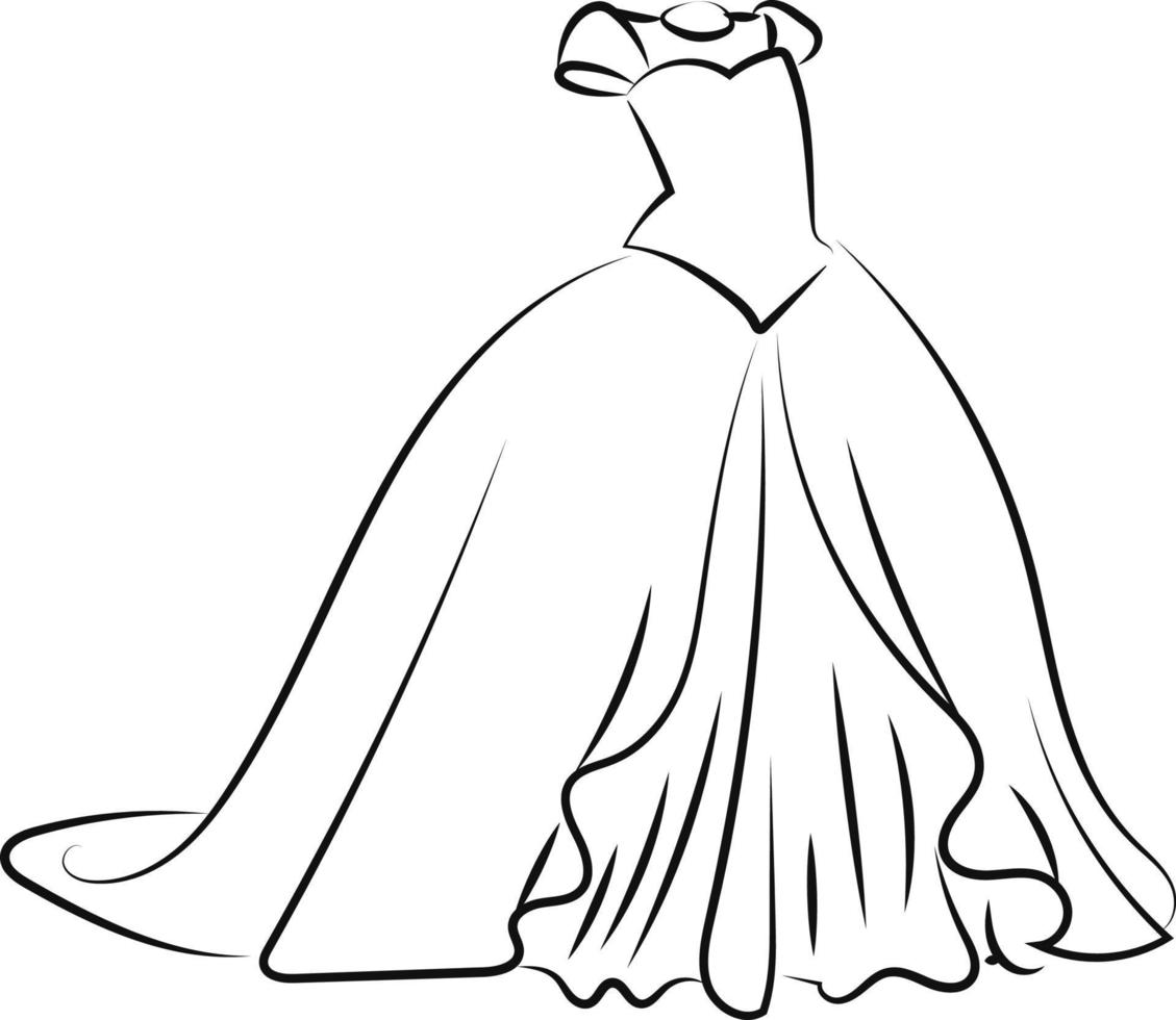 Dress sketch, illustration, vector on white background.