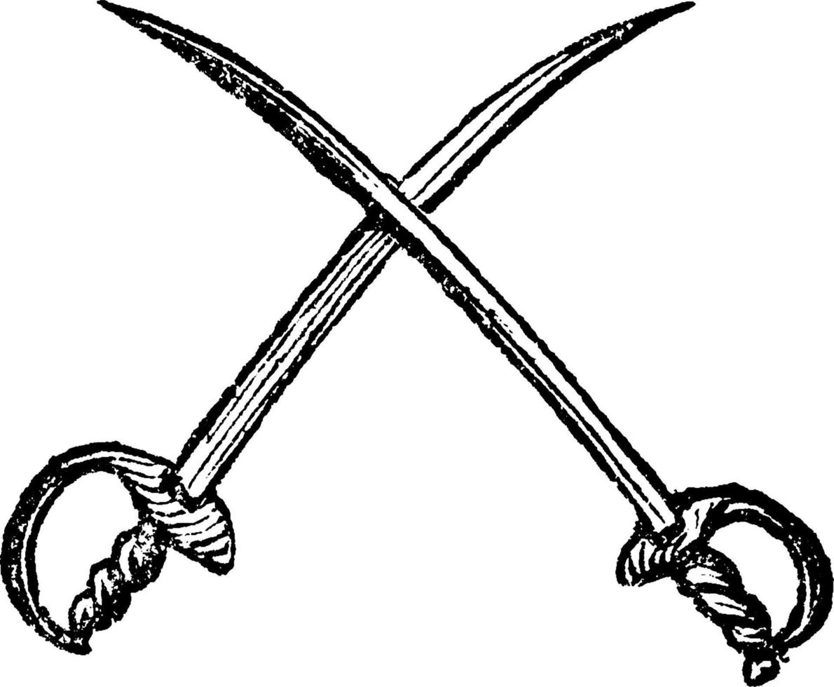 espadas cruzadas, ilustración vintage. vector