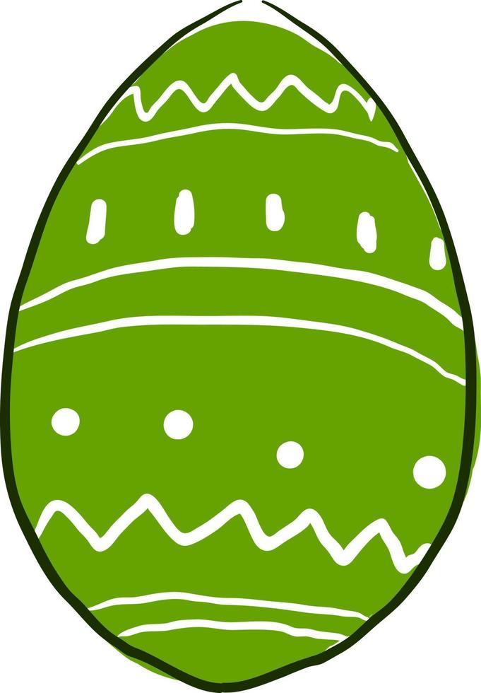 Green easter egg, illustration, vector on white background.