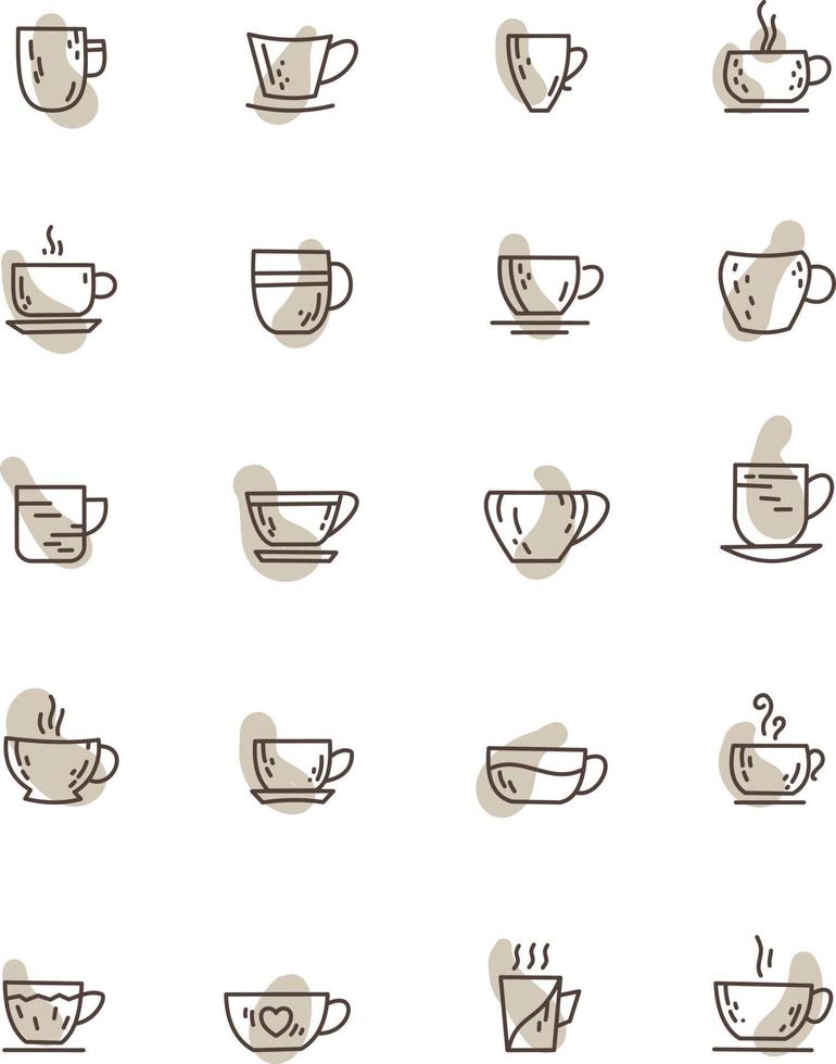 tazas de café, ilustración, vector sobre fondo blanco.