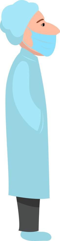 Doctor with medical mask, illustration, vector on white background