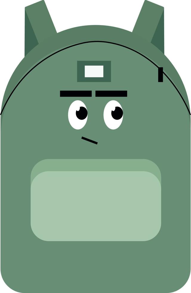 Backpack with eyes, illustration, vector on white background.