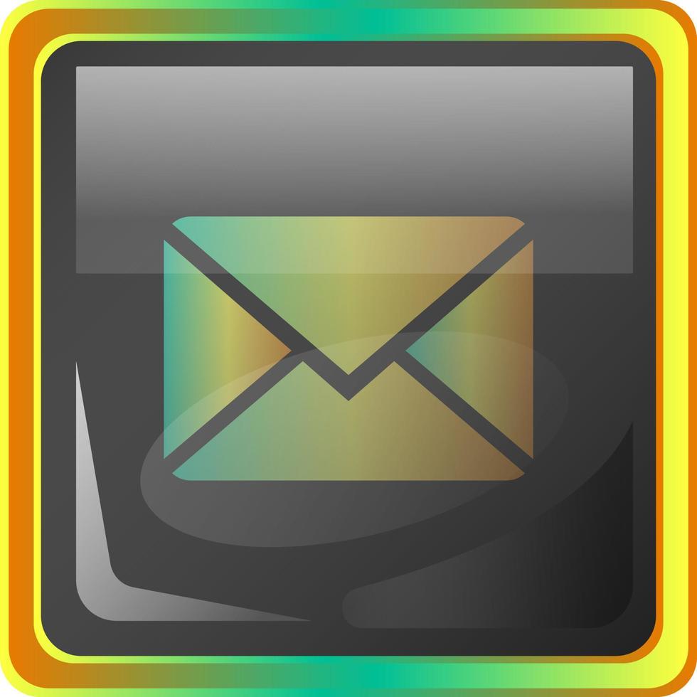 Message grey square vector icon illustration with yellow and green details on white background