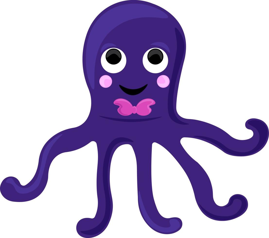 pulpo morado, ilustración, vector sobre fondo blanco.