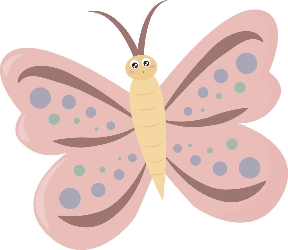 Pink butterfly, illustration, vector on white background.