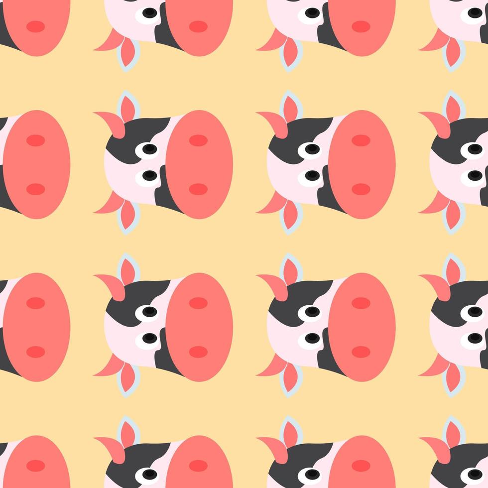 Cow pattern, seamless pattern on orange background. vector