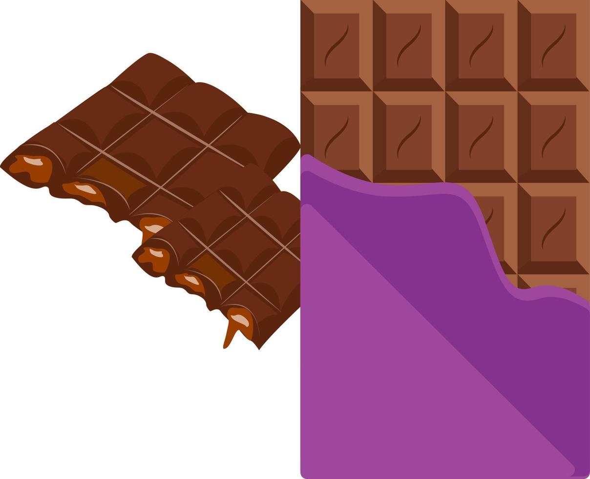 chocolate negro,ilustración, vector sobre fondo blanco.