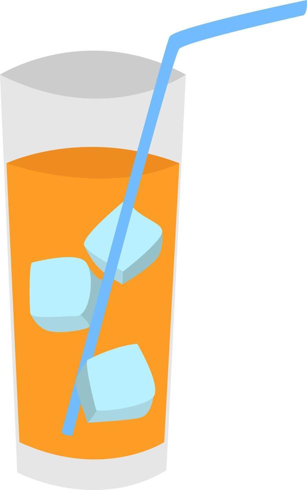 Juice with ice, illustration, vector on white background.