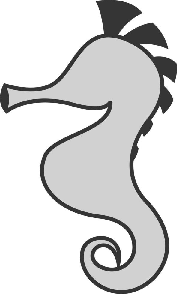 Grey seahorse, illustration, vector on white background.